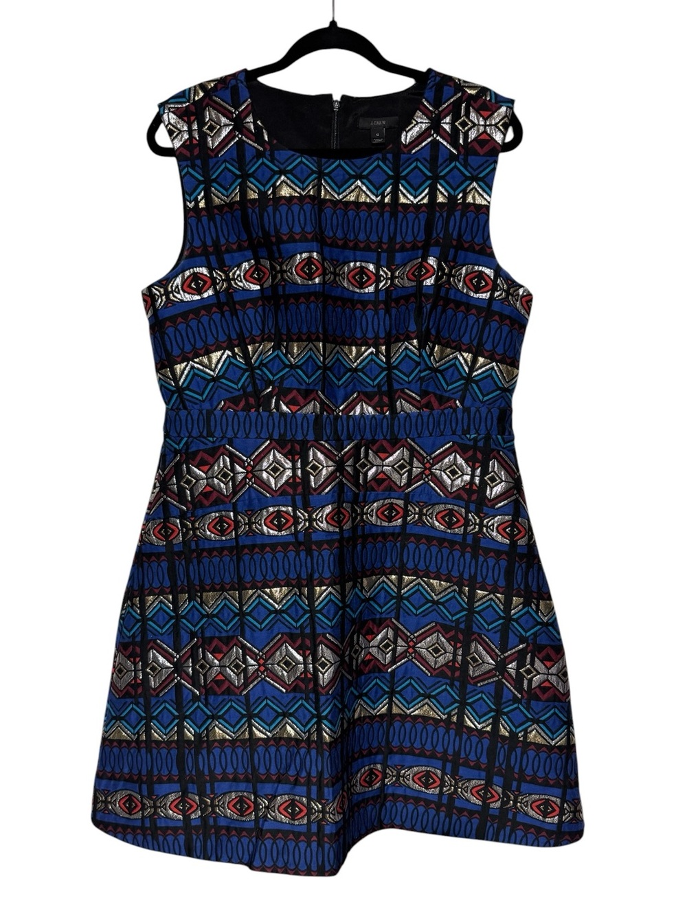 J Crew Textured Windowpane Jacquard Dress Size 12 Eclectic Art Deco Mod Revival - Picture 1 of 4